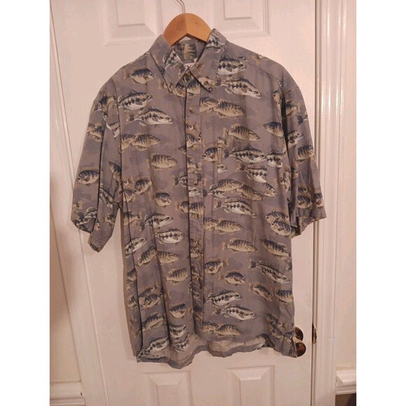 Columbia Men's Short Sleeve Sportswear Fish Pattern Medium - Picture 1 of 3